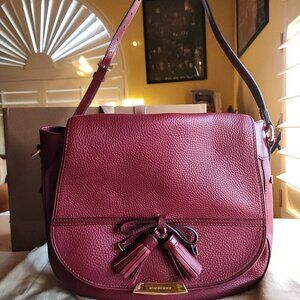 Vintage / Rare Burberry Dark Red Leather Shoulder Bag